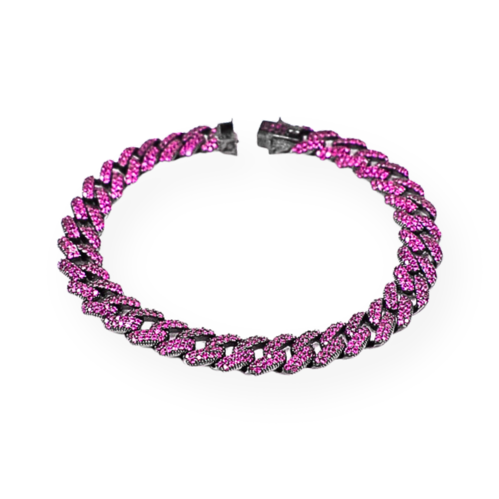 Bracciale Grumette 8mm Con Zirconi Color, in Argento 925