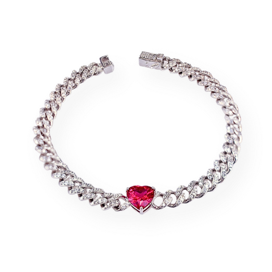 Bracciale Grumette 6mm con Cuore, diversi colori, in Argento 925