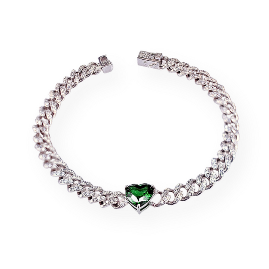 Bracciale Grumette 6mm con Cuore, diversi colori, in Argento 925