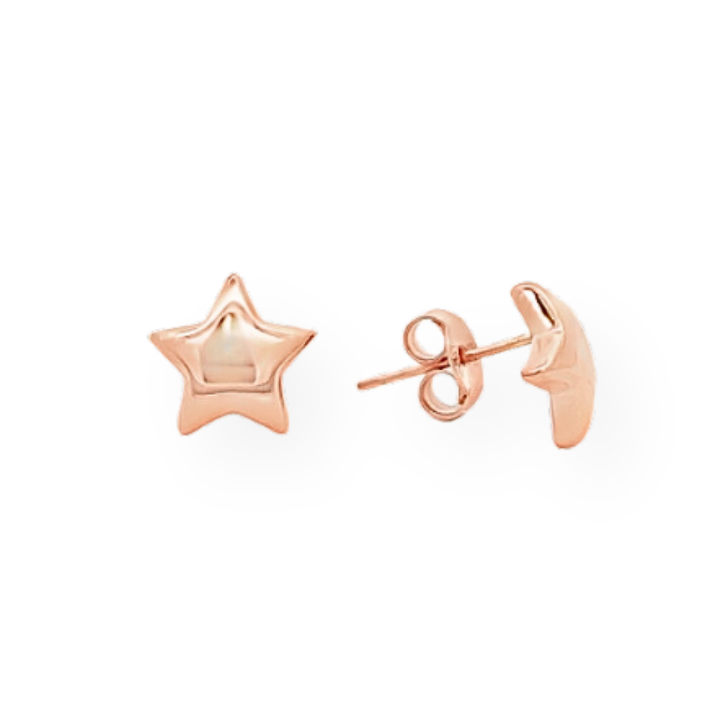 Orecchini a perno a forma di stella in oro rosa.