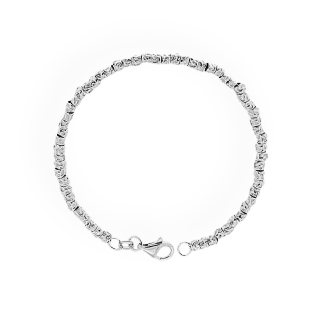 Hammered Tubes Bracelet in 925 Silver