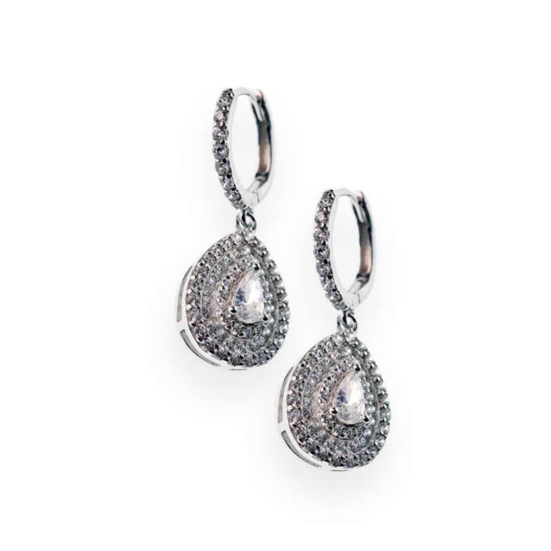 Boucles d'oreilles pendantes en argent 925 avec zircons élégants