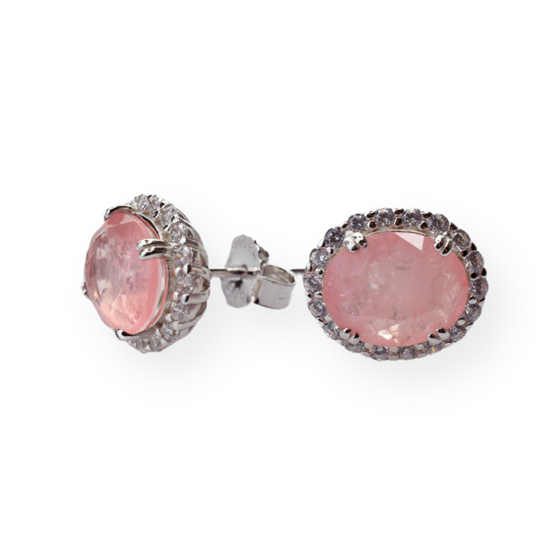 Elegant Oval Earrings in 925 Silver with Stones