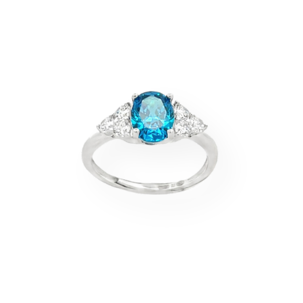 Anello Punto Luce Ovale in Argento 925 Zircone