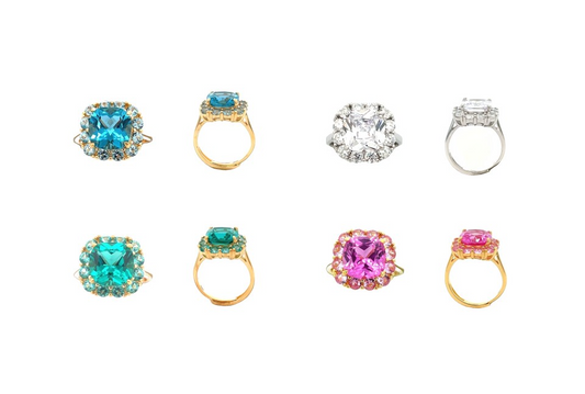 Anello Quadrato Brillante, in Argento 925