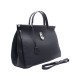 Borsa a mano da donna in pelle, colore blu scuro, con tracolla rimovibile.