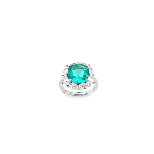 925 Silver Ring Square Zircons | Hypoallergenic