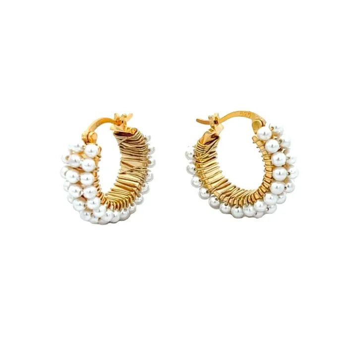 Medium Hoop Earrings with Real Stones