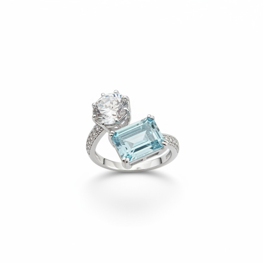 Contrarié Aquamarine Ring, s925 Silver