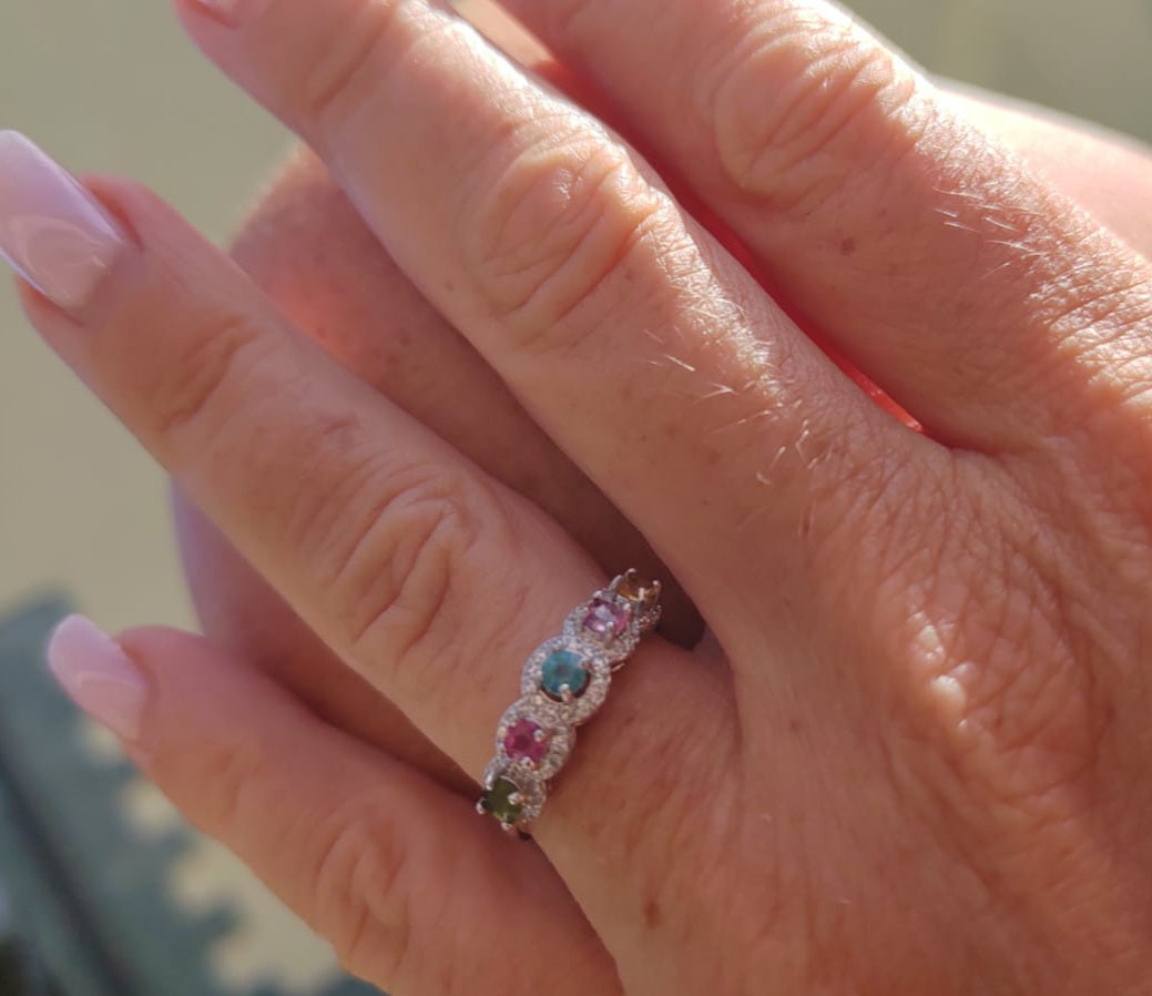 Anello Tormalina Multicolor Luxury, Argento s925