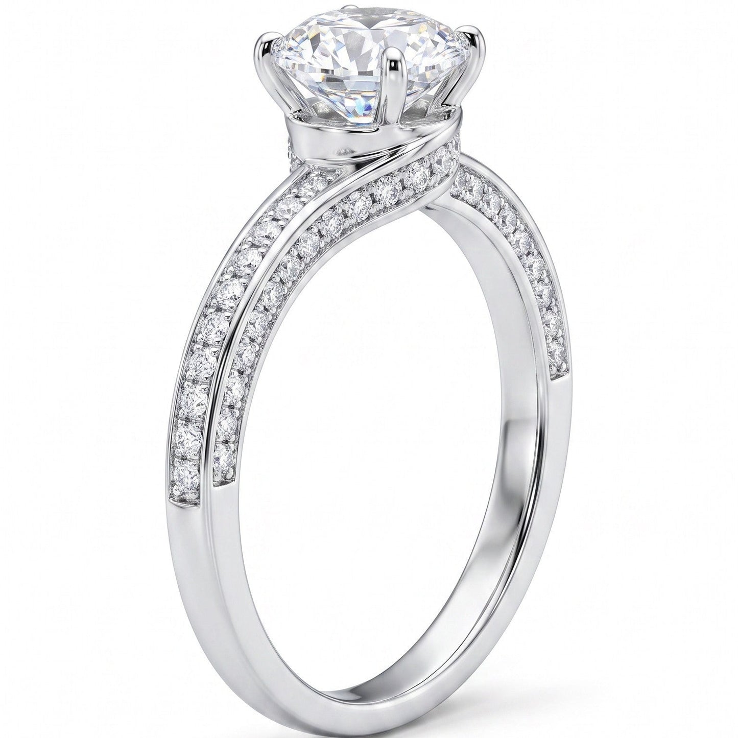 4-Petal Flower Ring, in S925 Silver and Zircons