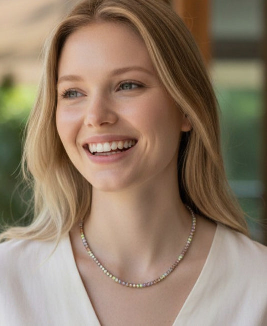 Collana Tennis Arlecchino, 3mm, Argento 925 e Zirconi