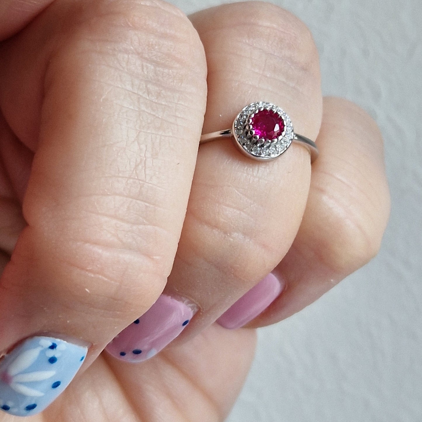 Anello Solitario con Pave' - piccolo -Vari Colori, in Argento 925