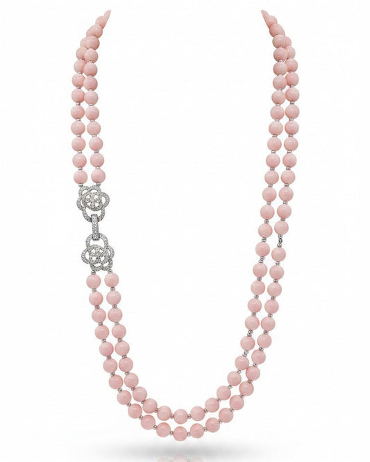 Long Necklace with Multicolor Sapphire Stones, S925 Silver and Gold