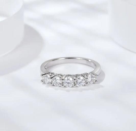 Semiveretta, in MOISSANITE certificata, in Argento S925