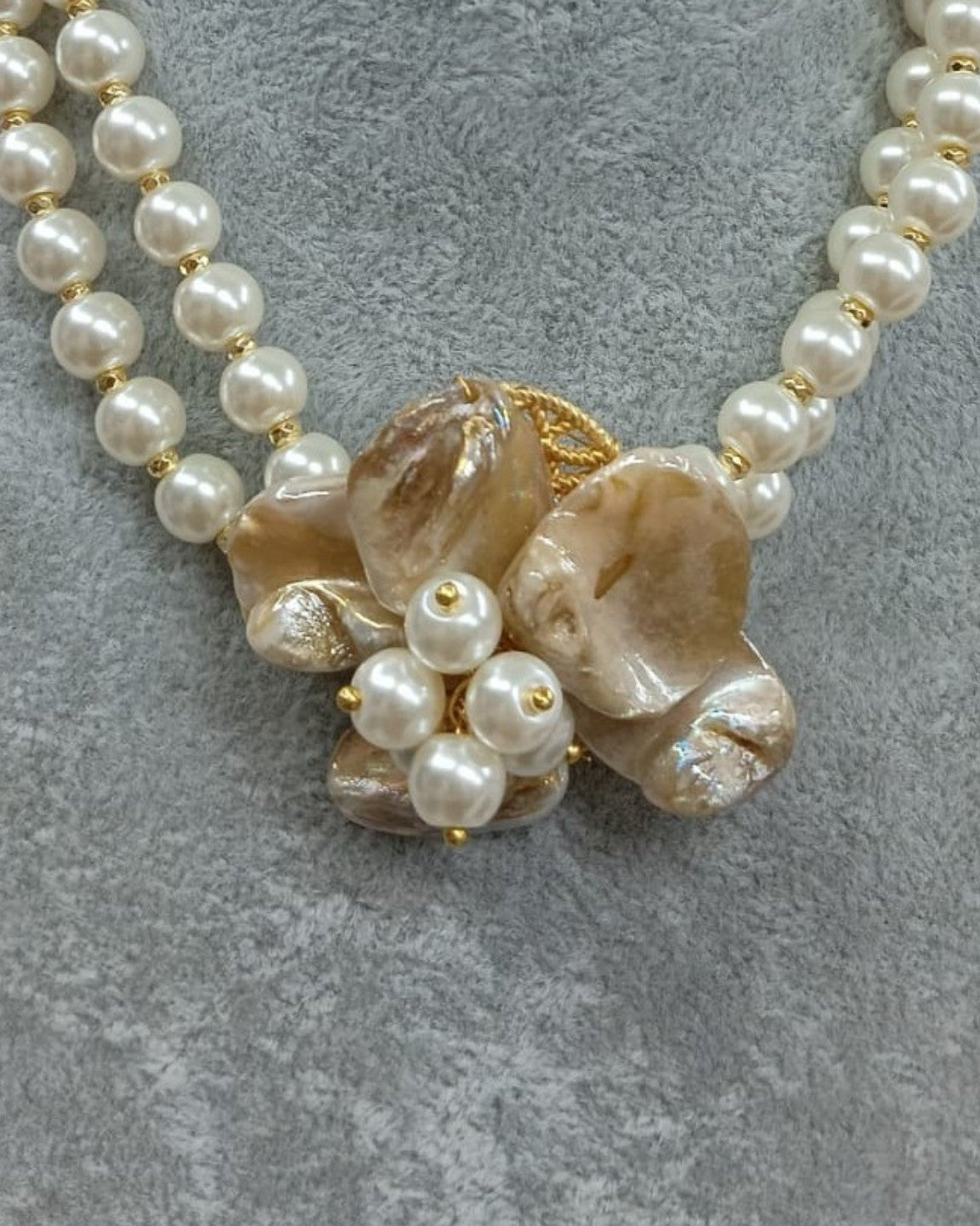 SET Collana Maxi Fiore con Perle e Conchiglia