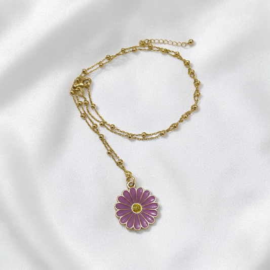 Collana con Fiore Margherita, Rosa o Viola, Argento s925