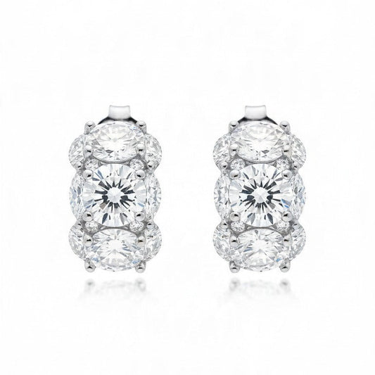 Orecchini Trilogy Halo con MOISSANITE mm 5, in Argento S925