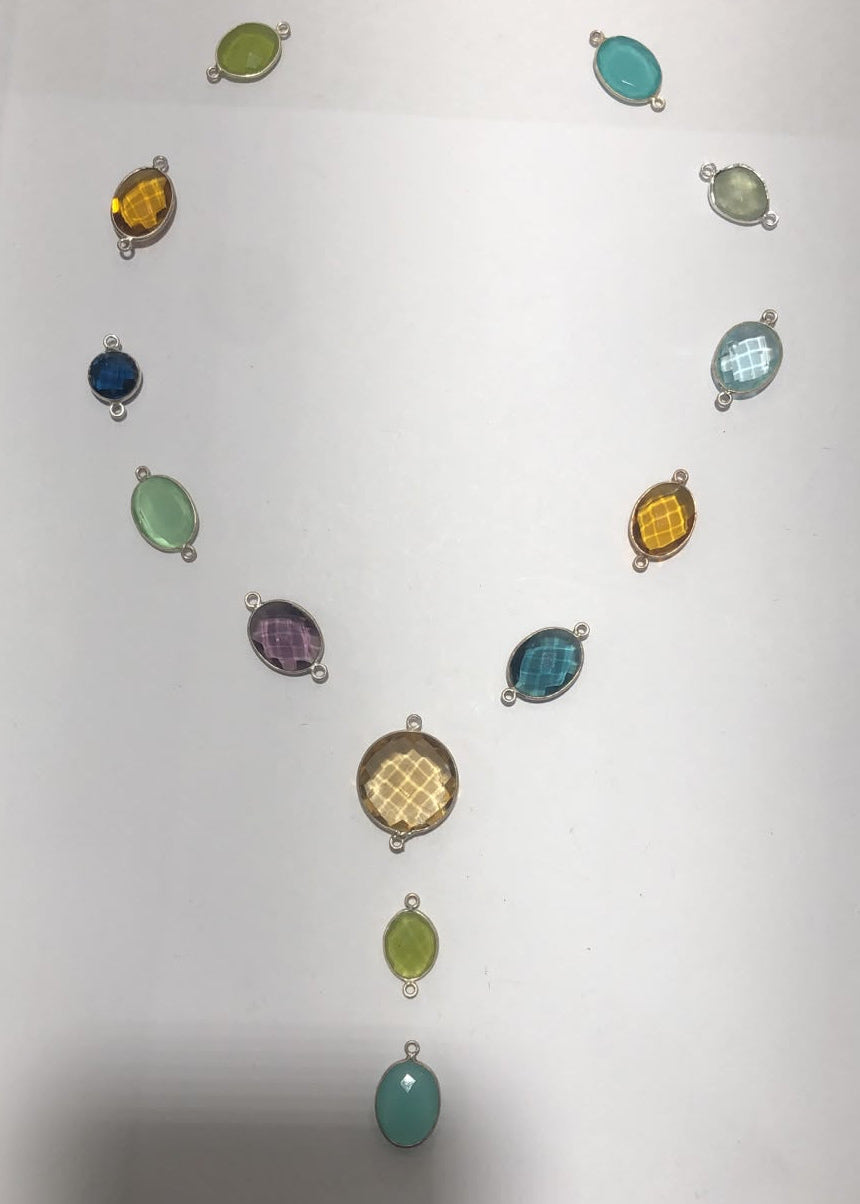 Collana in PIETRE PREGIATE Medio grandi ad Y, Argento S925