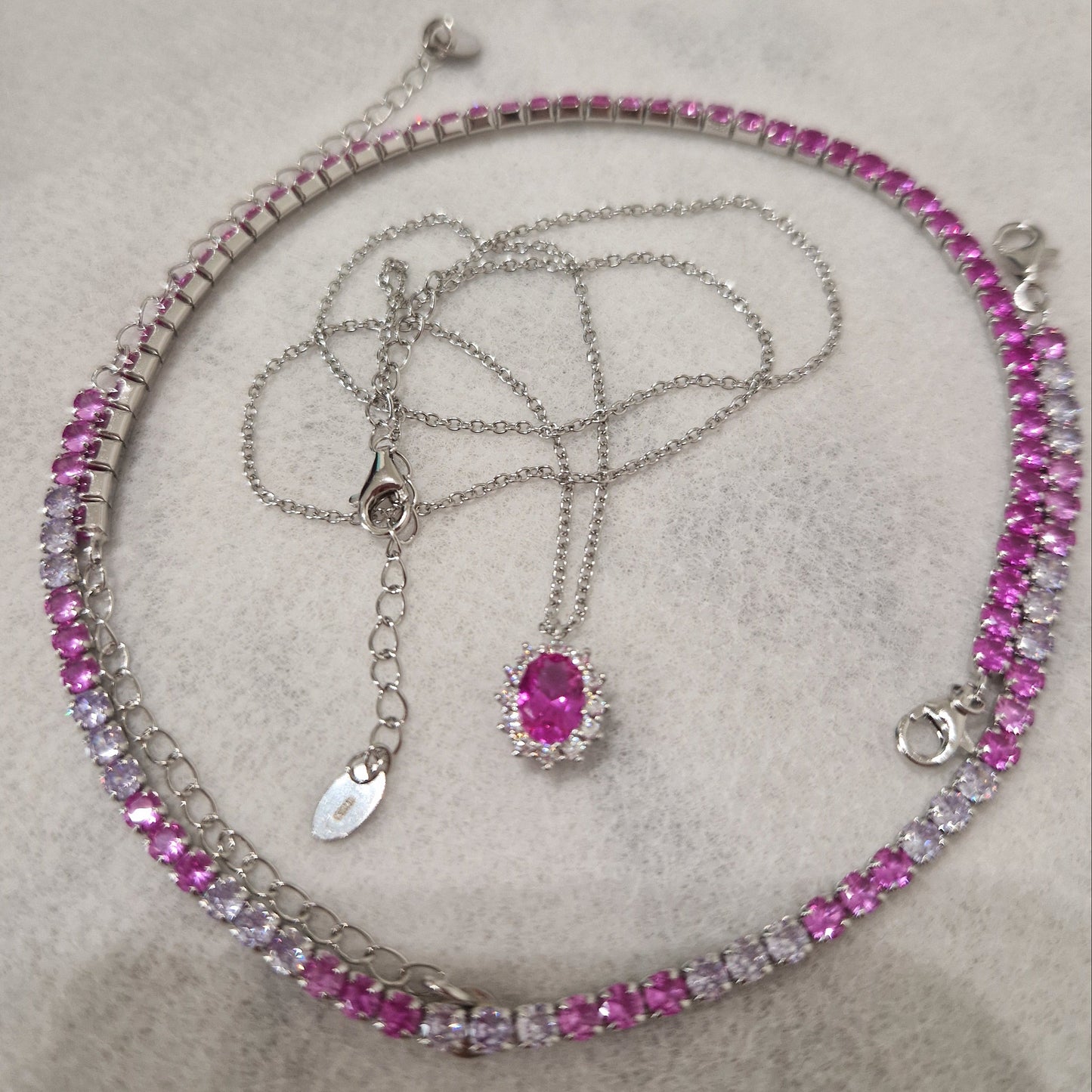 Bracciale Tennis Lilla e Fucsia, in Argento S925