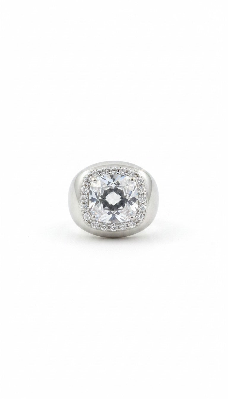 Anello Chevalier Zircone Quadrato Bianco, in Argento s925