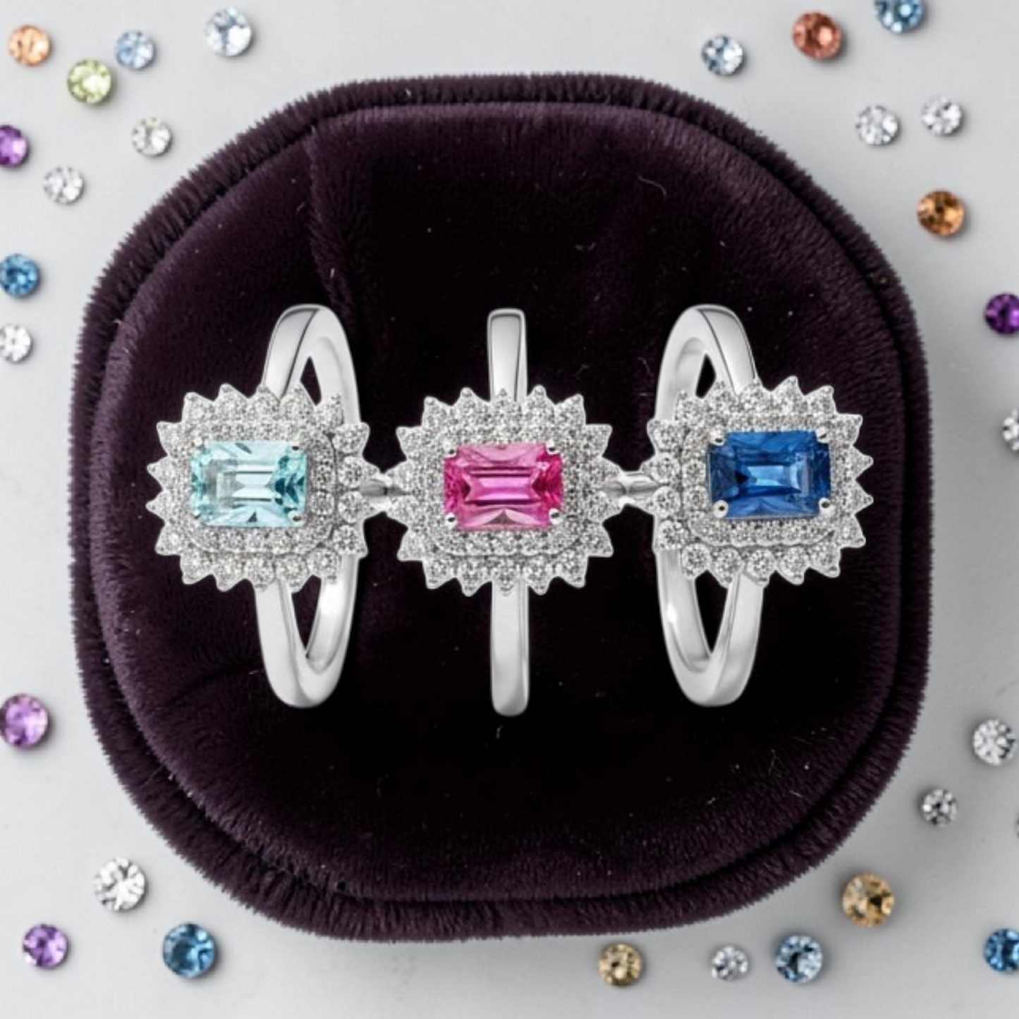 Anello Kate Rectangle Color Reale, Argento s925
