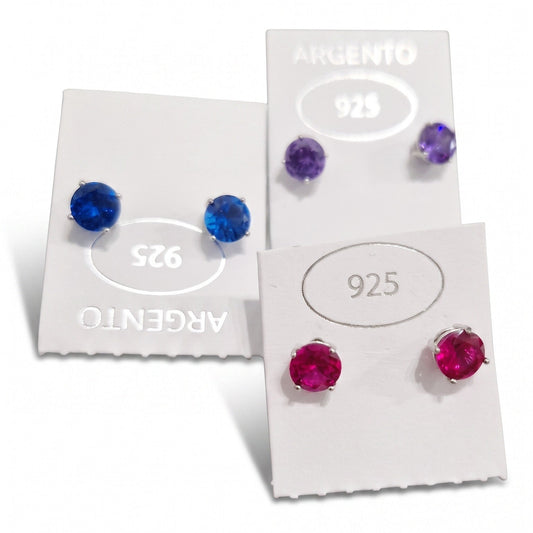 Orecchini Punto Luce COLORATI 6mm, Produzione Propria - in Argento S925