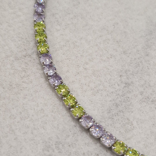 Bracciale Tennis Lilla e lemon, in Argento S925