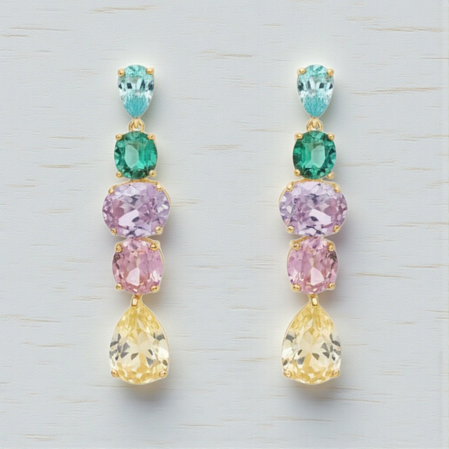 Orecchini Pendenti Colori Chiari Brillanti, Argento s925