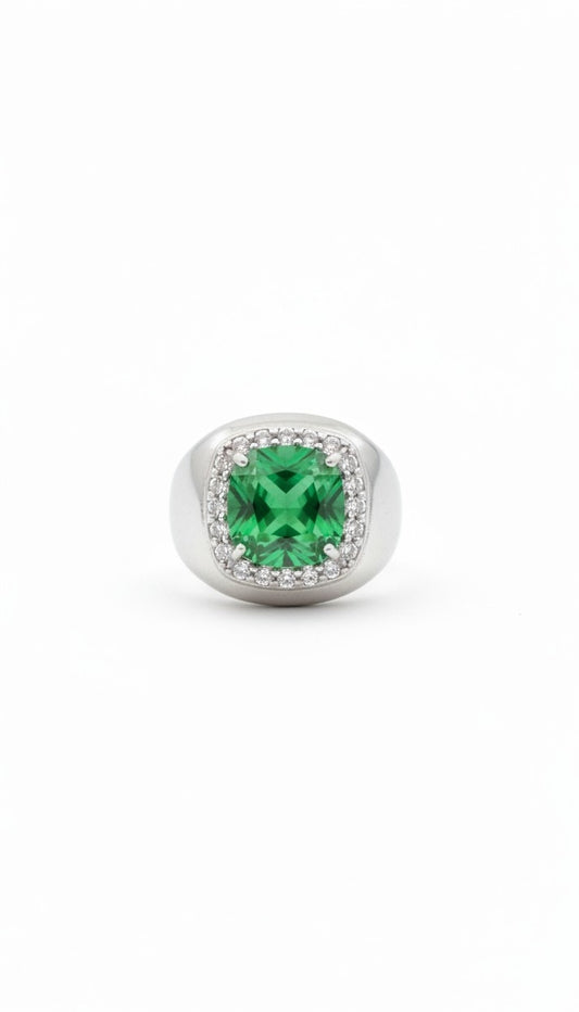 Anello Chevalier Zircone Quadrato Verde, in Argento s925