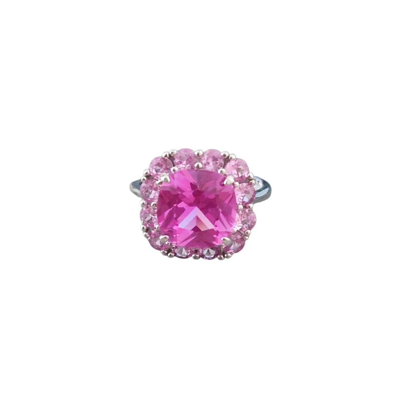 Anello Quadrato Brilliance Rosa, Argento s925