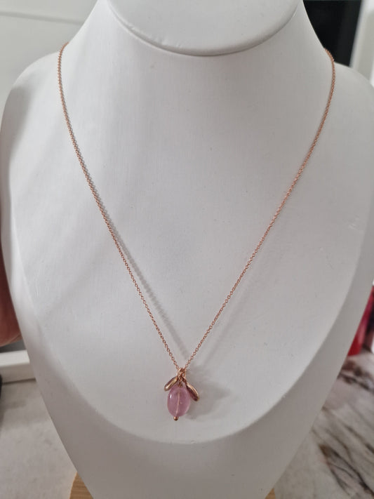 Collana con Quarzo Rosa, Argento s925
