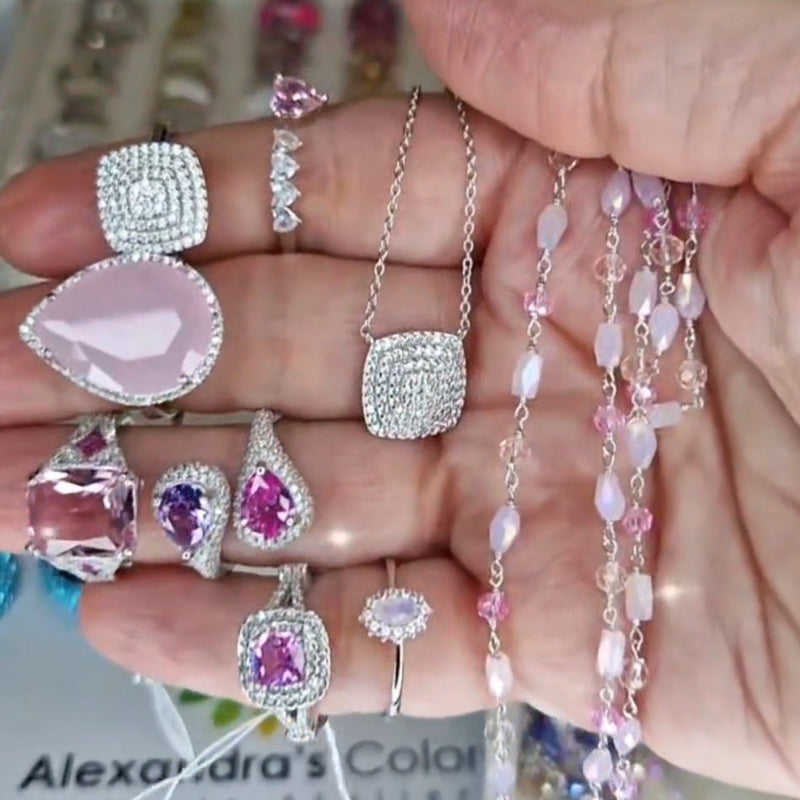 Handmade Rosary Necklace in 925 Silver and Crystals