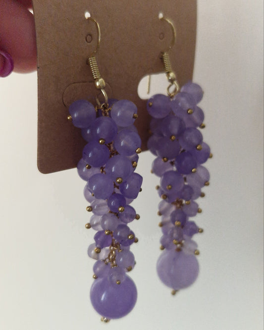 Orecchini a Grappolo Viola, Argento s925 + ottone