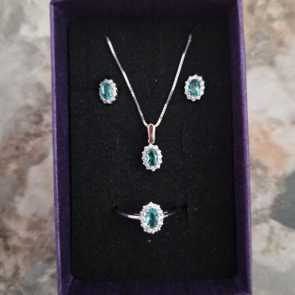 SET Micro kate Paraiba/Lilla chiaro, Argento S925
