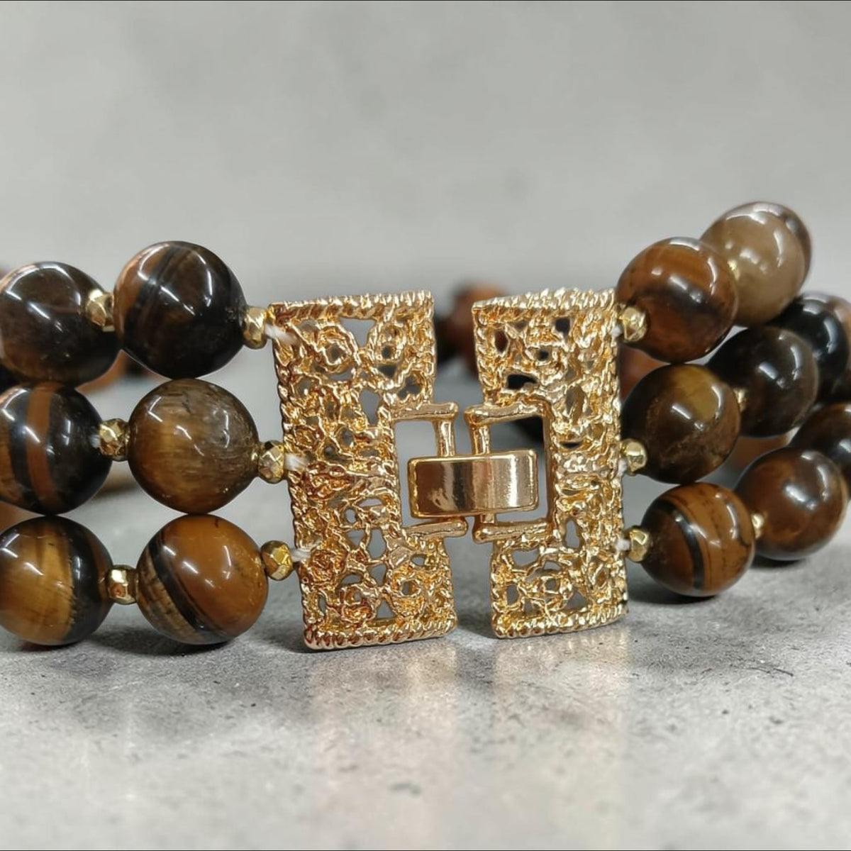 SET Collana Maxi Fiore con Pietre di Tigre e Conchiglia