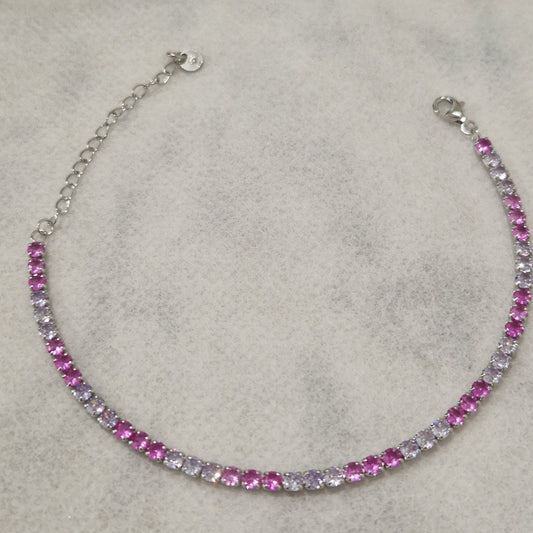 Bracciale Tennis Lilla e Fucsia, in Argento S925