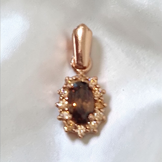 Ciondolo Micro Kate Brown e oro rosa, Argento S925