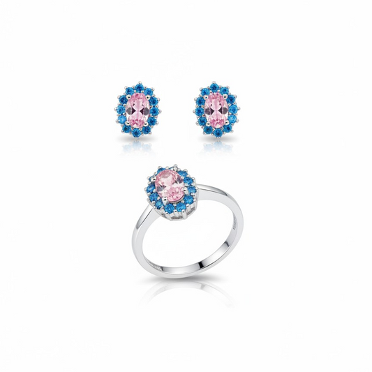 Orecchini Micro kate Rosa/AquaBlu, Argento S925