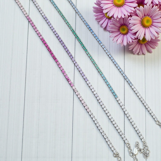 Bracciale Tennis 2mm Degradè Rosa, Argento s925