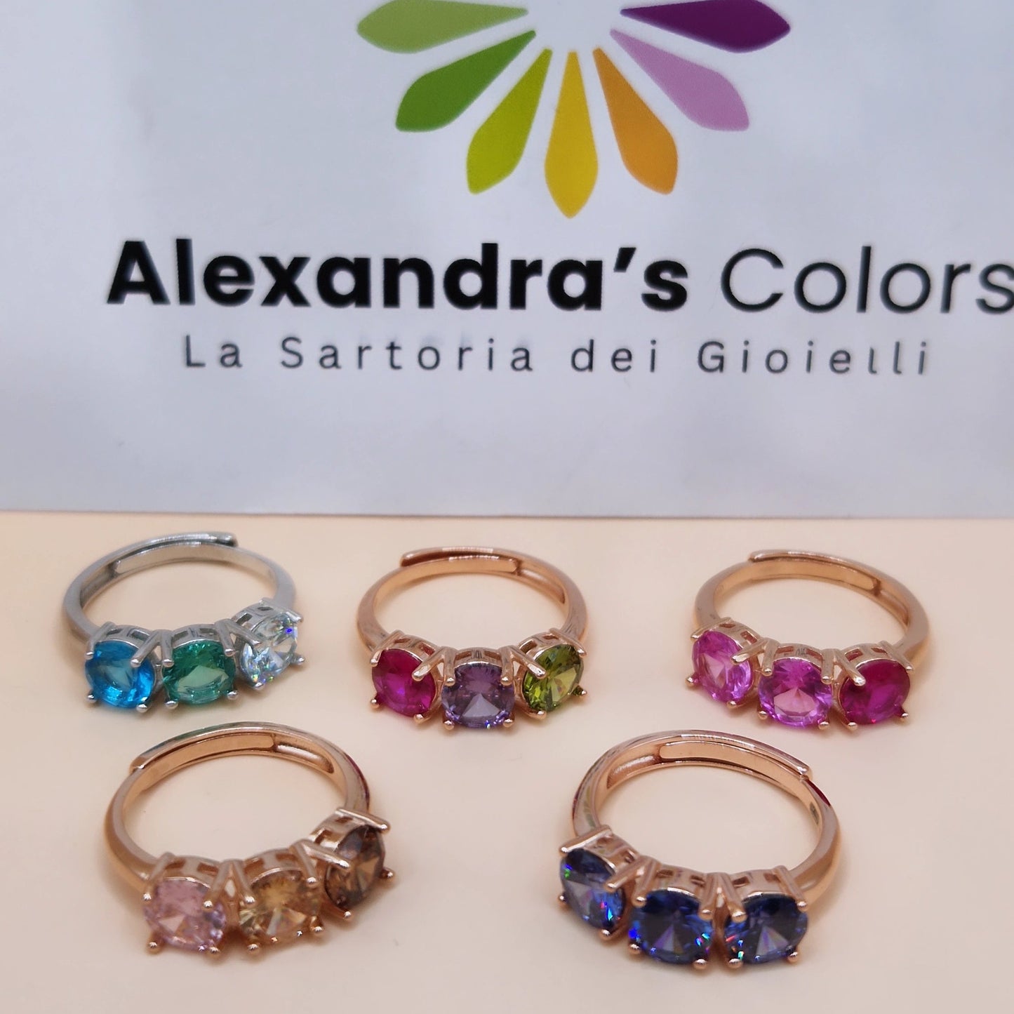 Trilogy Ring Color 6mm, in s925 Sterling Silver