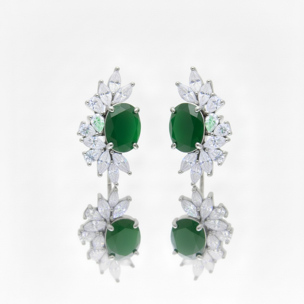 Orecchini Mezzo Fiore stile Kate, Argento s925