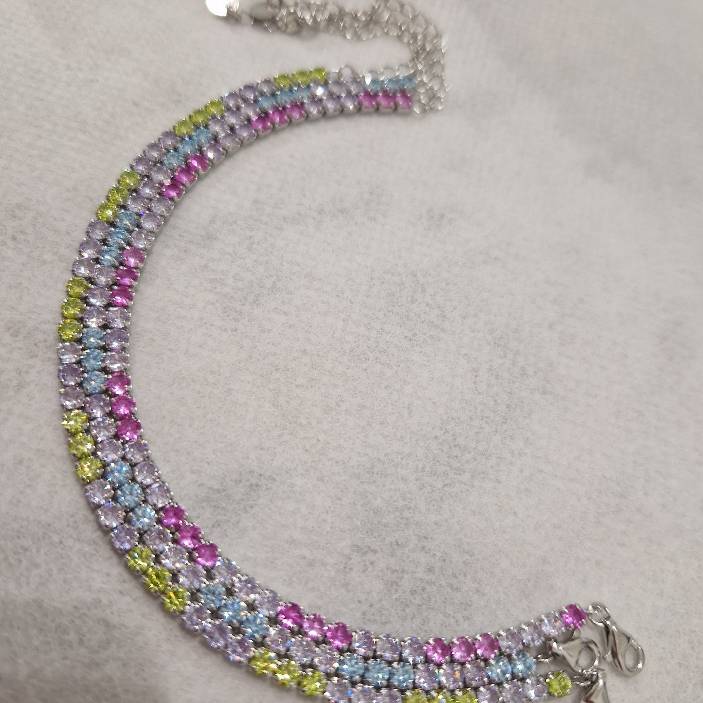 Bracciale Tennis Lilla e lemon, in Argento S925