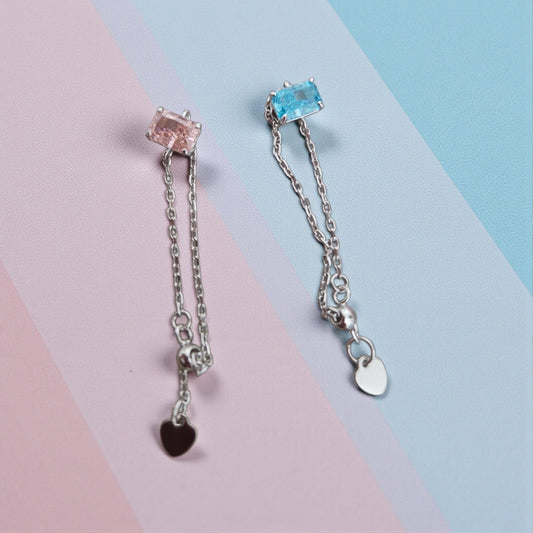 Anello Catenella con rettangolo Colorato, Argento s925