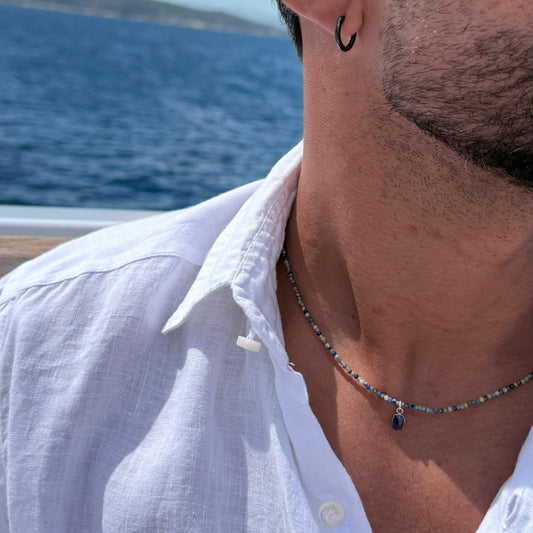 Collane con Perline di Pietre Naturali, UOMO, in Argento s925