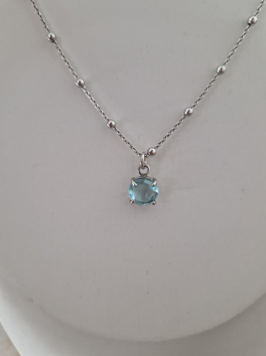 Collana con Ciondolo Topazio Azzurro, in Argento s925