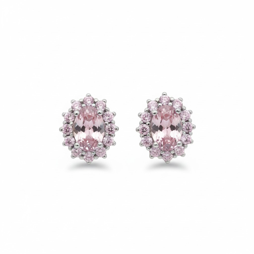 Orecchini Micro Kate Rosa Rodolite, Argento S925