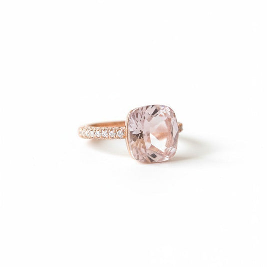 Anello Quadrotto Rosa Cipria, Argento s925 - OUTLET