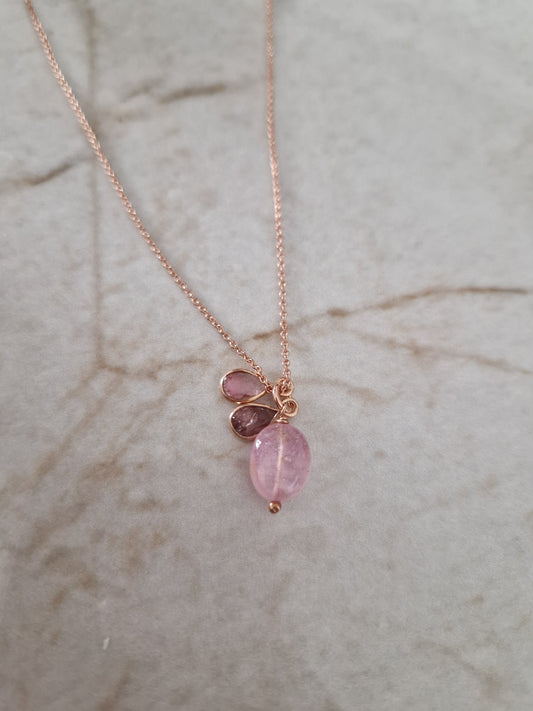 Collana con Quarzo Rosa, Argento s925