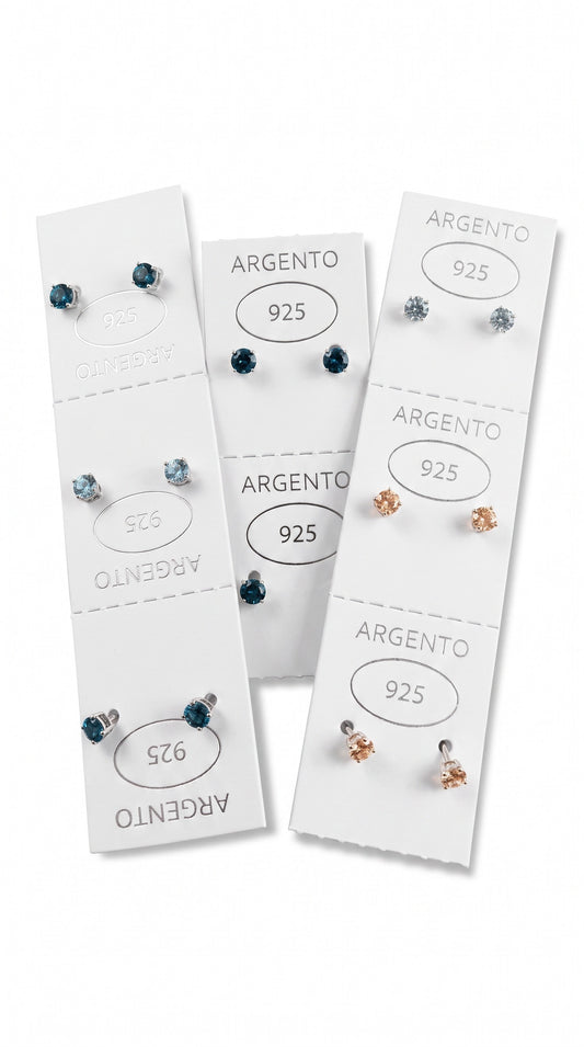Orecchini Punto Luce COLORATI 4mm, Produzione Propria - in Argento S925